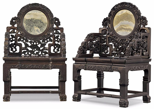 古典東方家具的重要元素，嵌在家具中的天然石材