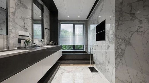 金屬線條與前板吊頂相結(jié)合，詮釋高級沉穩(wěn)的空間氛圍