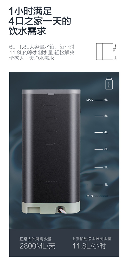 上派多功能移動(dòng)凈水器，你的健康凈水專家