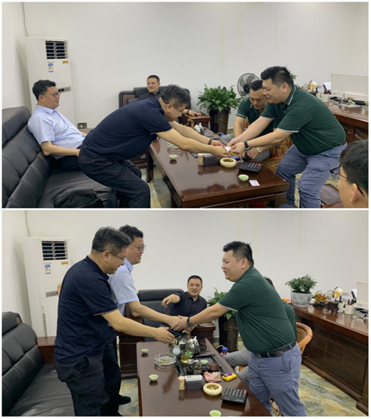 綏芬河市城投集團、工業(yè)信息科技局領(lǐng)導(dǎo)蒞臨雷諾瓷磚膠參觀考察